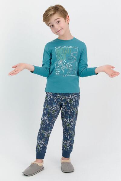 ROLY POLY 2529 Garson Game On Petrol Mavisi Erkek Çocuk Pijama Takımı