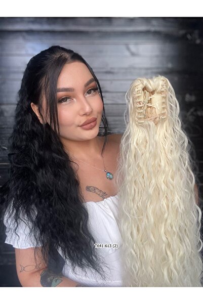 Suzan Peruk Afro Dalgalı Tokalı Mandallı Postiş 70cm ekstra uzun ve gür AFRO ...