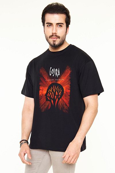 Pisa Art Gojira - Унисекс черна тениска с щампа L'Enfant Sauvage, голям размер