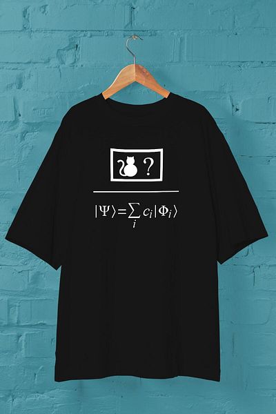 Pisa Art Μπλουζάκι Quantum Super Position με στάμπα μαύρο Unisex Oversize