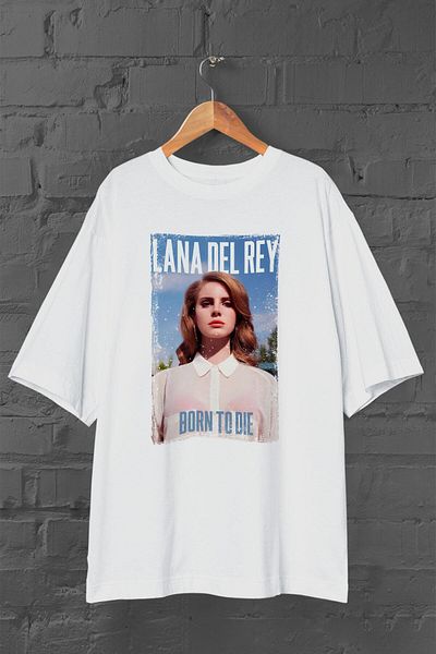 Pisa Art Lana Del Rey - Tricou alb oversize unisex imprimat Born to Die
