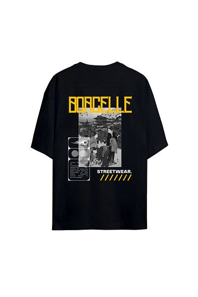 Pisa Art Черна тениска Borcelle Oversize с щампа отзад и отпред, 100% памук