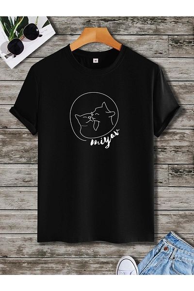 Pisa Art Μπλουζάκι Unisex Oversize με στάμπα με γάτα