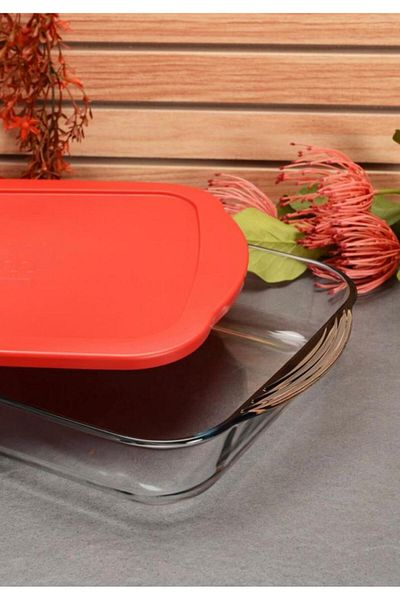Paşabahçe Borcam Red Rectangular Storage Container with Lid 59124 45*25