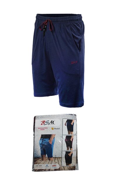 BSM Ανδρικό Navy Blue Modal βαμβακερό υψηλής ποιότητας τσέπες από καουτσούκ μέσης δροσερό άνετο σορτς