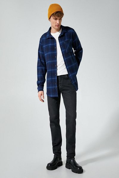 Koton 4WAM60005HW Koton Herrenhemd NAVY BLUE PLAID