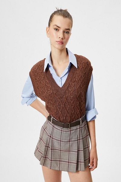 Koton Women's Brown Melange Vest