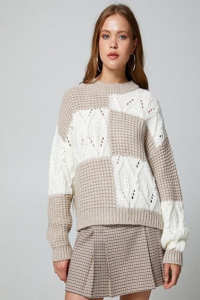 Koton Women's Beige Patterned Sweater