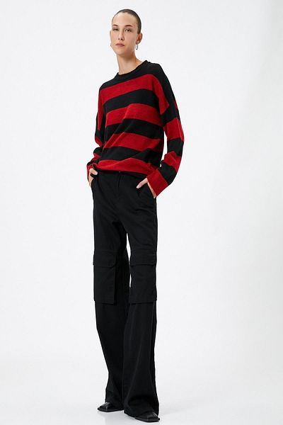 Koton Women's Red Striped Sweater