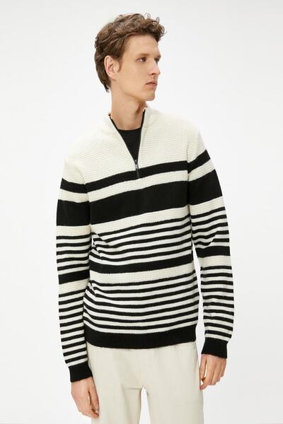 Koton Men's Beige Striped Sweater