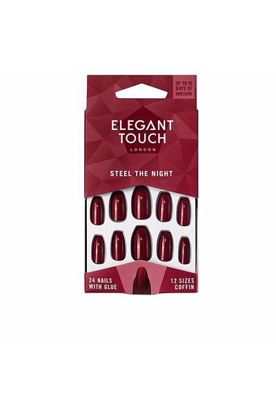 Elegant Touch أظافر ملونة مصقولة مع غراء # اللمسة الليلية الرائعة من الفولاذ