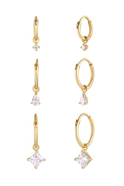 ELLI Ohrringe 3er Set Trio Creolen Einhänger Zirkonia 925 Silber