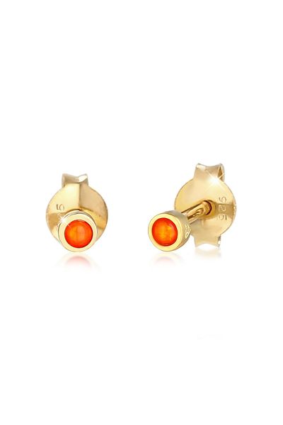 ELLI Ohrringe Stecker Rund Opal Synthetisch Orange 925 Silber