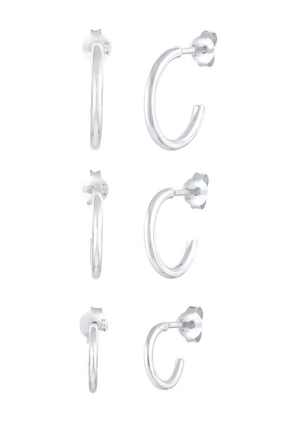 ELLI Ohrringe 3er Set Creolen Stecker Basic Trend 925 Silber