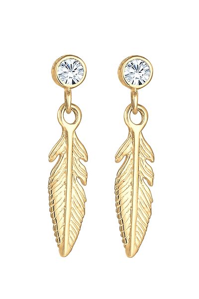 ELLI Ohrringe Feder Boho Hippi Kristal Silber