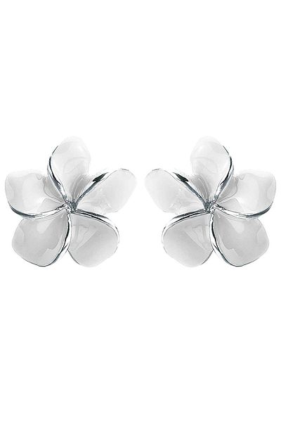 ELLI Ohrringe Frangipani Blüte Natur Blume Emaille 925 Silber