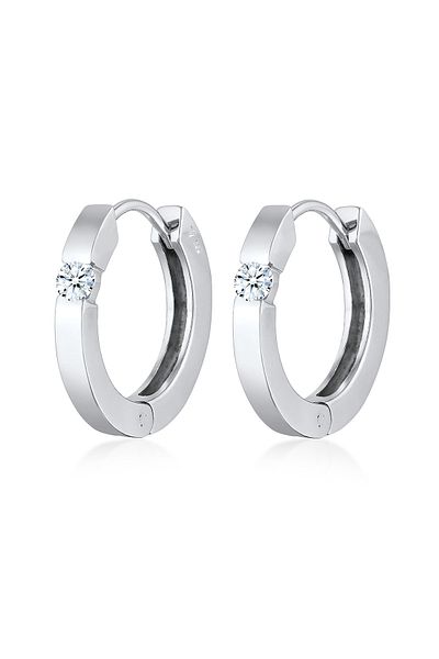 ELLI Ohrringe Creolen Diamant (0,22 ct.) Eleganz 925 Silber