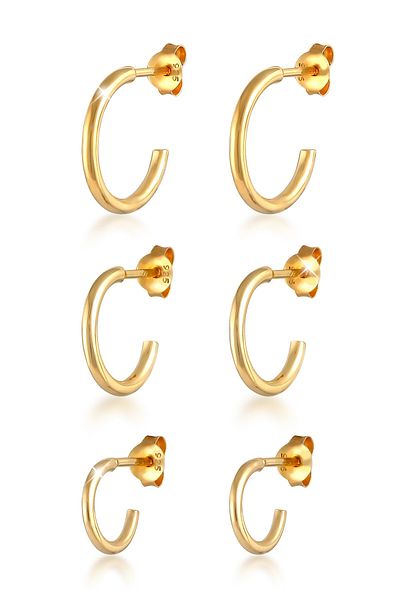 ELLI Ohrringe 3er Set Creolen Stecker Basic Trend 925 Silber