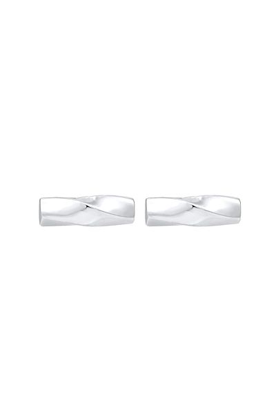 ELLI Ohrringe Ohrstecker Minimal Geo Görünümlü Twisted 925 Gümüş