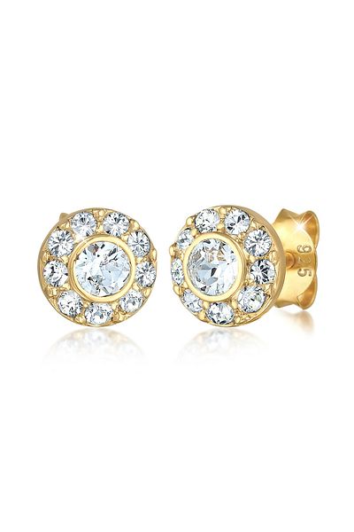ELLI Ohrringe Kristall Rund Glamourös Ohrstecker 925 Silber
