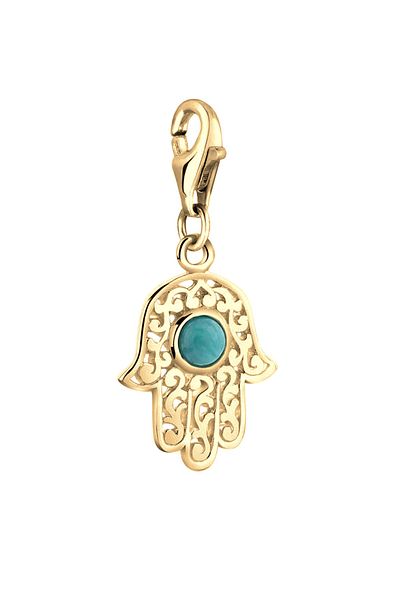 Nenalina Charm Hamsa El Türkis Howlith Edelstein 925 Gümüş