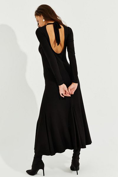 Cool & Sexy Women's Black Skirt Flounced Backless Maxi Dress BK1692