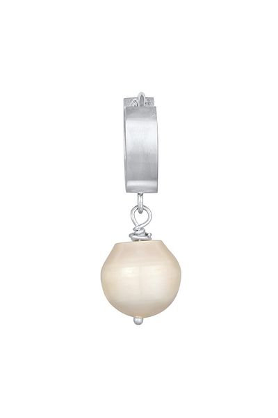 KUZZOI Ohrringe Herren Single Creole mit Perle 925 Sterling Silber