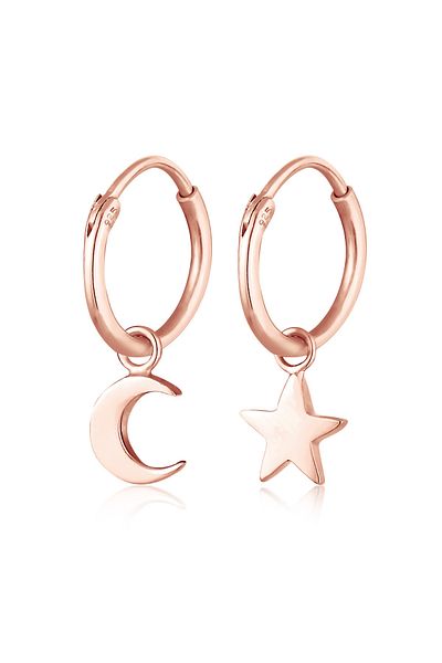 ELLI Ohrringe Creolen Ohrhänger Stern Mond Astro Look 925 Silber