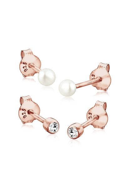 ELLI Ohrringe Set Basic Perle Kristalle 925 Silber