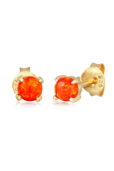ELLI Ohrringe Stecker Opal Rund Synthetisch 925 Silber
