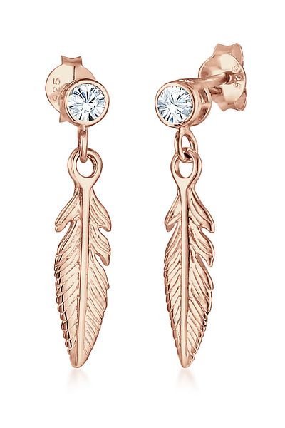 ELLI Ohrringe Feder Boho Hippie Kristalle Silber