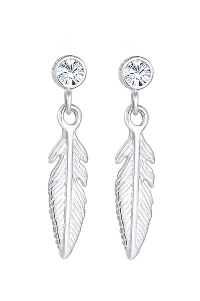 ELLI Ohrringe Feder Boho Hippi Kristal Silber