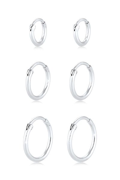 ELLI Ohrringe Creolen Set Trio Basic Must-Have Trend 925 Silber