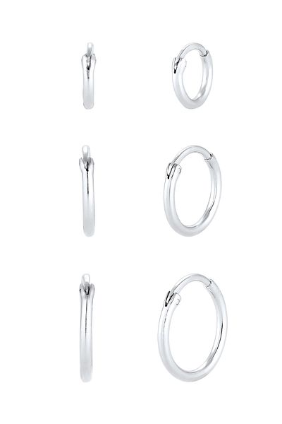 ELLI Ohrringe Creolen Set Trio Basic Must-Have Trend 925 Silber