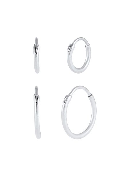 KUZZOI Ohrringe Herren Creolen Set Duo Basic 925 Silber