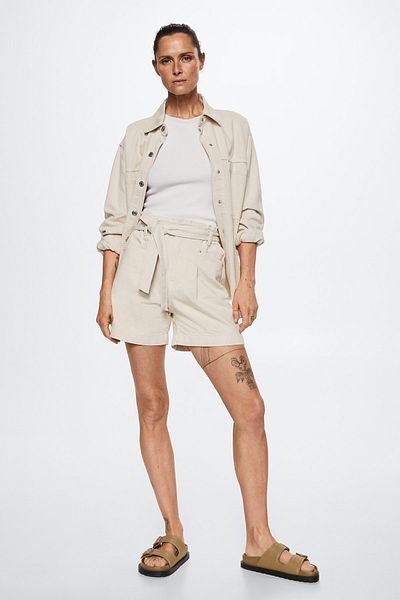 MANGO Ecru Women's Shorts & Bermuda 37020079