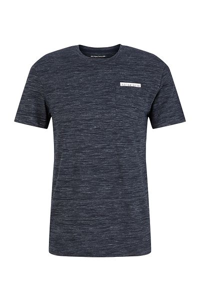 Tom Tailor T-Shirt Kurzarmshirt in Melange-Optik mit Brusttasche