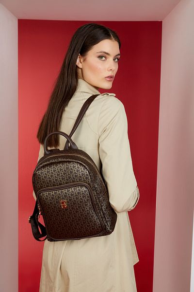 Pierre Cardin Small Alphabet Brown Women's Backpack 05PO22Y1553