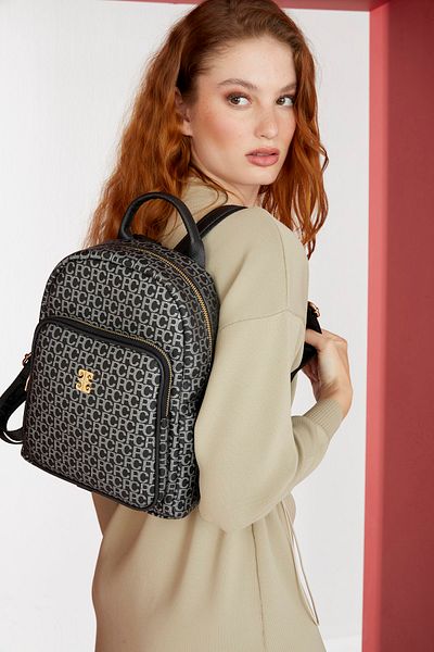 Pierre Cardin Small Alphabet Black Women's Backpack 05PO22Y1553