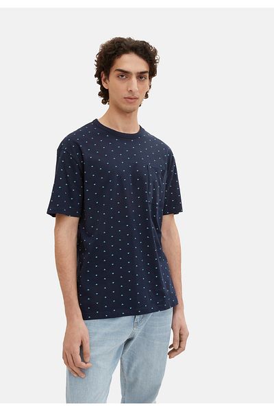Tom Tailor T-Shirt Kurzarmshirt gepunktet mit Brusttasche