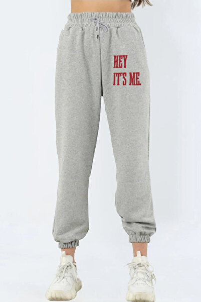 Lamis home Hey It's Me Printed - Pantaloni de sport Jogger pentru femei, tali...