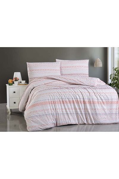 Menderes Home Ranforce Cotton Collection - Διπλό Παπλωματοθήκη και Μαξιλάρι Havana