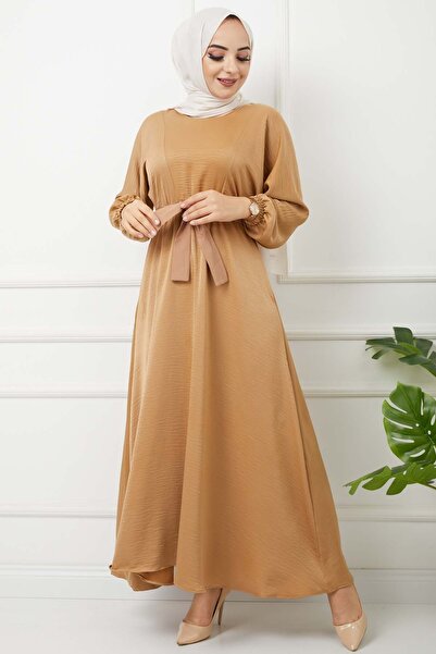 marwella Ayrobin Saten Elbise - Bisküvi