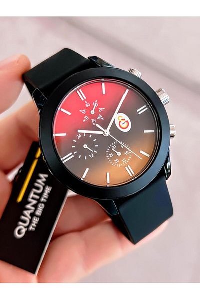 Quantum BLKT.2.641 Quantum Galatasaray Licensed 30 Mt Waterproof Silicone Cord Fan Wristwatch