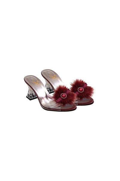 HAUKS SHOES Dowry-Engagement-Henna-Wedding Open Slippers Evening Dress with Rhinestone Buckle and Feather Band