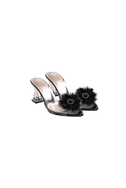 HAUKS SHOES Dowry-Engagement-Henna-Wedding Open Slippers Evening Dress with Rhinestone Buckle and Feather Band