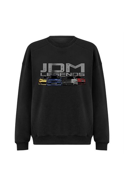 Pisa Art Черен суитшърт с кръгло деколте Jdm Legends Design