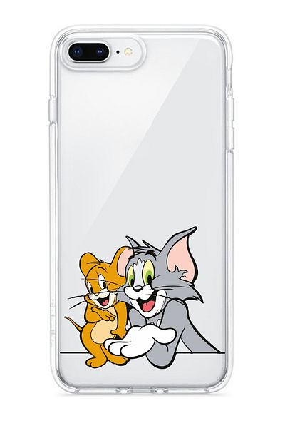 Merwish غطاء شفاف متوافق مع هاتف Apple Iphone 7plus و8 Plus Pattern16 Tom and Jerry