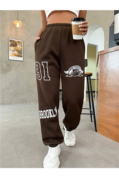 ORLONTEX Pantaloni de sport cu imprimeu maro de damă