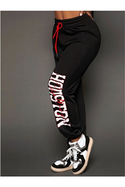 ORLONTEX Pantaloni de sport negri cu imprimeu Houston pentru damă